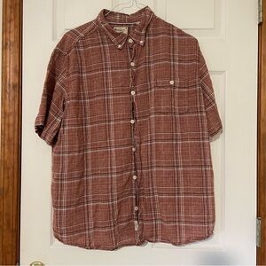 Weatherproof Men's Burgundy Checkered Button Down Shirt